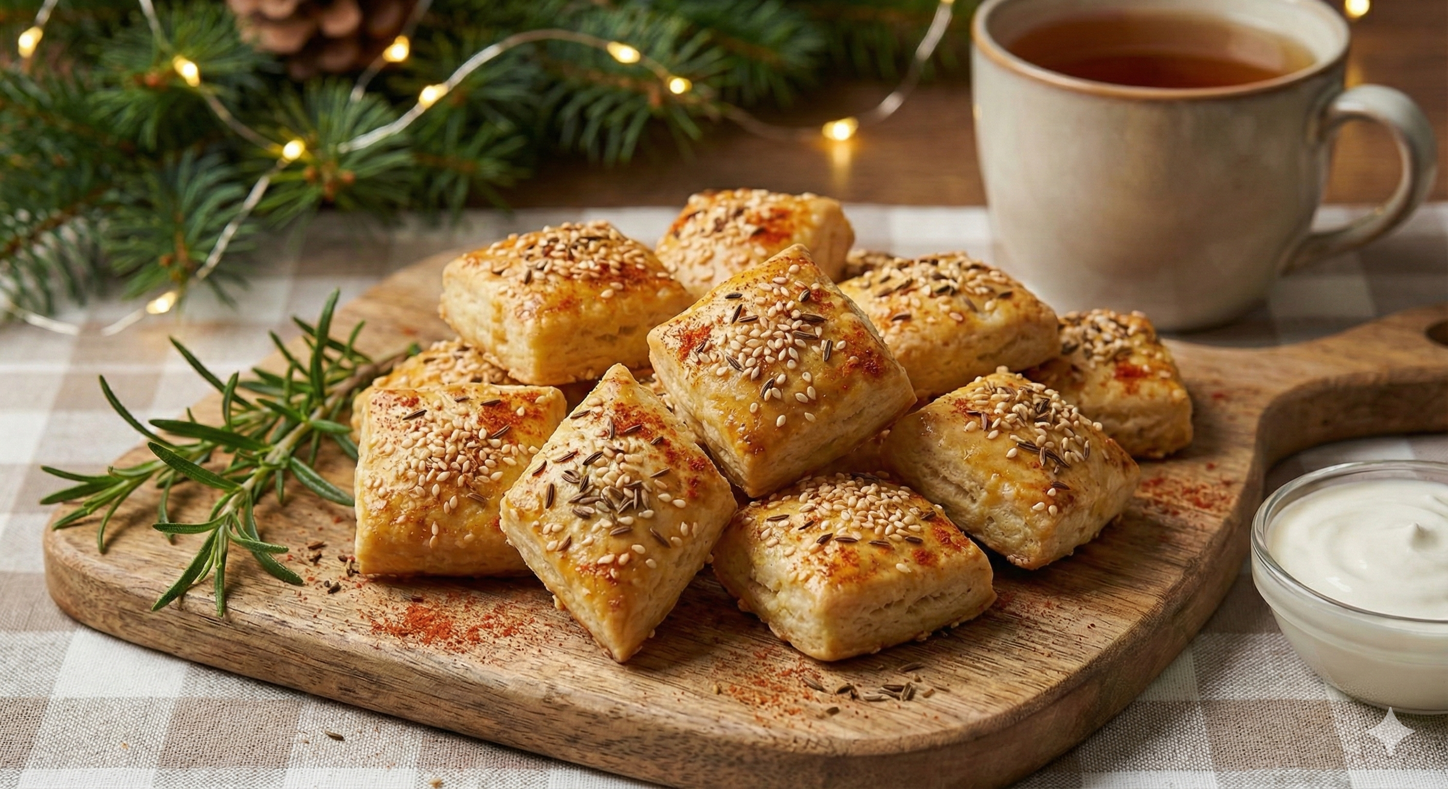 Hungarian-Style Cheese Pastry with Cumin, Sesame & Paprika